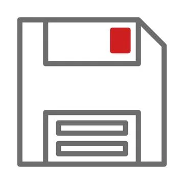 Retro Floppy Disk Save Icon in Outline Design Stock Illustration