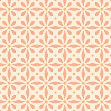Retro Floral Geometric Pattern in Peach Shades Stock Illustration