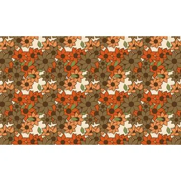 Retro Floral Pattern with Earth Tones in Seamless Vector Illustration Stock Illustration