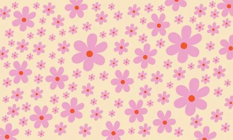 Retro Floral Pattern with Pink Daisies Stock Illustration