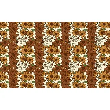 Retro Floral Pattern Vector Illustration with Beige and Brown Flowers and L.. Stock Illustration