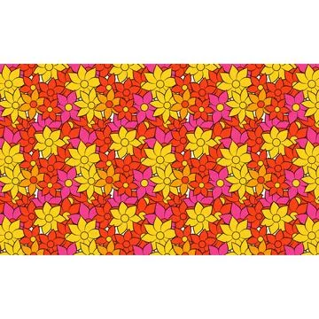 Retro Floral Pattern Vector Silhouette with Warm Colors and Repeating Element Stock Illustration