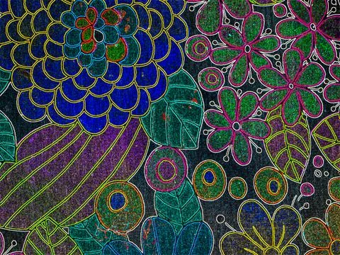 Retro floral pattern wallpaper texture background neon style 스톡 일러스트
