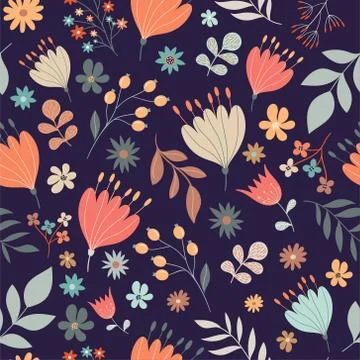 Retro floral seamless pattern Stock Illustration