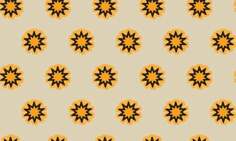 Retro Floral Seamless Pattern with Yellow and Black Starburst Flowers Stock Illustration