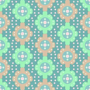 Retro Flower And Dot Simple Pattern In Pastel Shades Stock Illustration