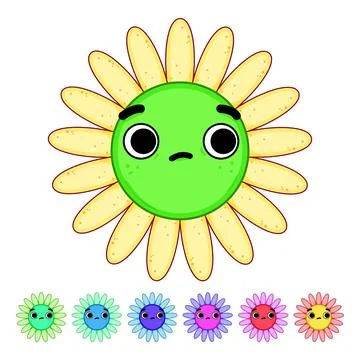 Retro flower character cartoon vector graphic Stock Illustration