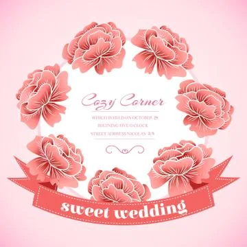 Retro flower circle with ribbon concept. Vector illustration design Stock Illustration