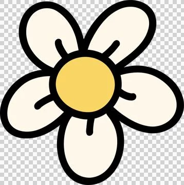 Retro flower doodle simple drawing outline Stock Illustration