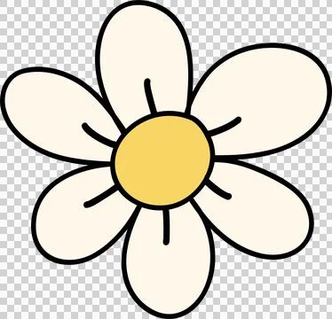 Retro flower doodle simple drawing outline Stock Illustration