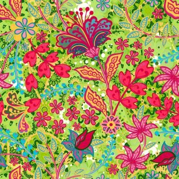 Retro flower pattern in the many kind of florals. Botanical Motifs scattered Stock Illustration
