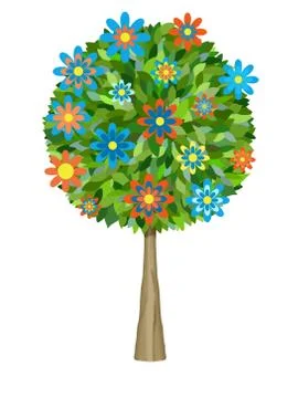 Retro flower tree Stock Illustration
