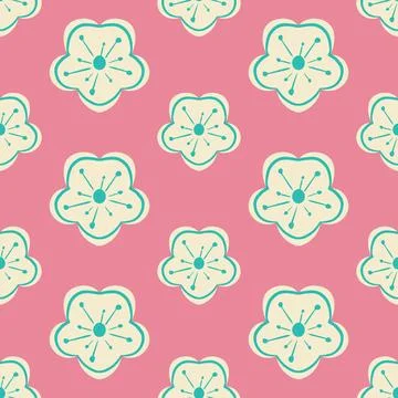 Retro flowers 70s style vector seamless pattern design イラスト素材