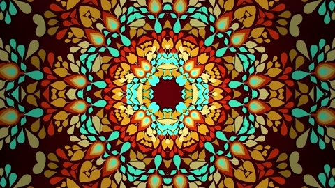 Retro flowers abstract kaleidoscope background Stock Footage 200919081