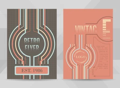 Retro flyer template A4 size. Business brochure, cover design or corporate ba Stock Illustration
