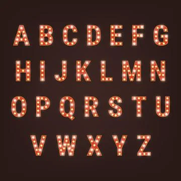 Retro font with light bulbs Stock-Illustration