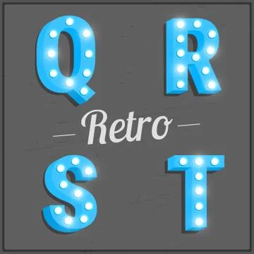 Retro font with light bulbs Stock-Illustration