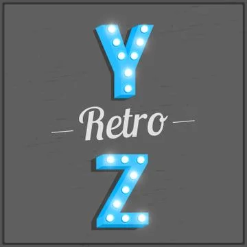 Retro font with light bulbs Stock Illustration