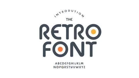 Retro Font Logo Bold Modern Alphabet Rounded Letter Set Typography, Modernistic Stock Illustration