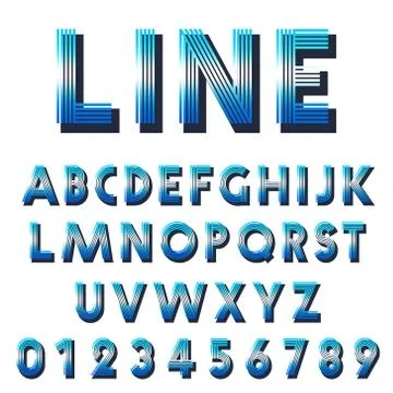 Retro font template. Set of letters and numbers lines design Illustrazione stock