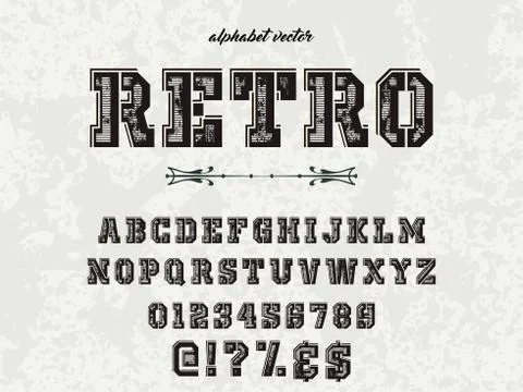 Retro font.Typeface.Script.Shadow Effect.Handcrafted handwritten vector label Stock Illustration