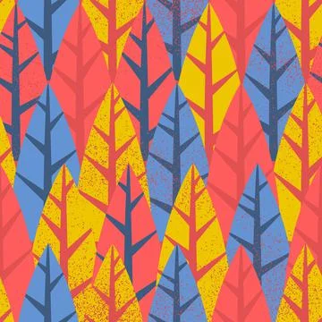 Retro Forest Leaf Seamless Pattern Stock Illustration