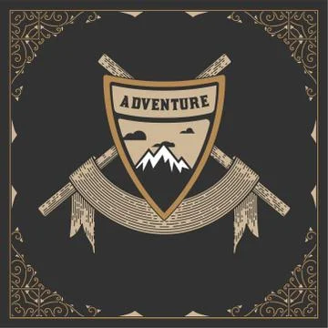 Retro frame and badge. Stock Illustration