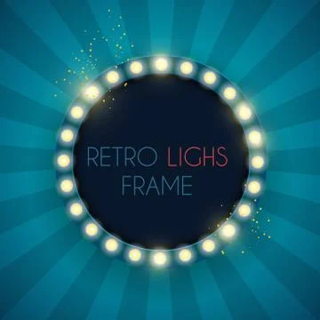 Retro frame comic design banner elements with light bulbs.  illustration Stock Illustration