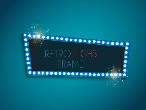 Retro frame comic design banner elements with light bulbs.  illustration Stock Illustration