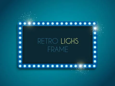 Retro frame comic design banner elements with light bulbs.  illustration Stock Illustration