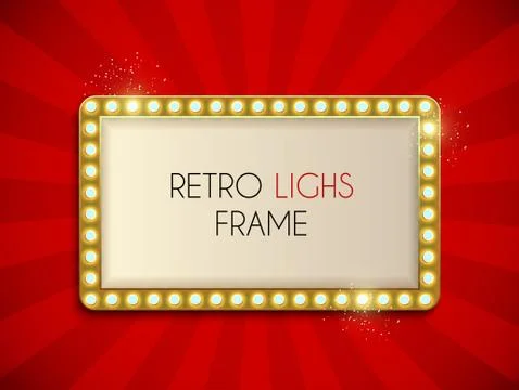 Retro frame comic design banner elements with light bulbs.  illustration Stock Illustration