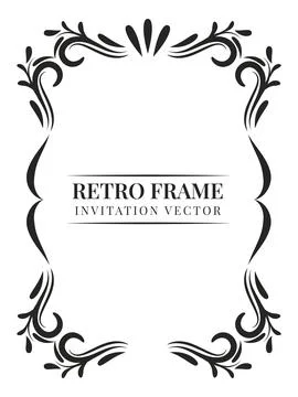 Retro frame. Invitational banner. Elegant filigree ornament for poster or car Stock Illustration