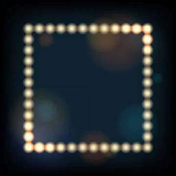 Retro Frame with Lighting bulbs Stock Illustration