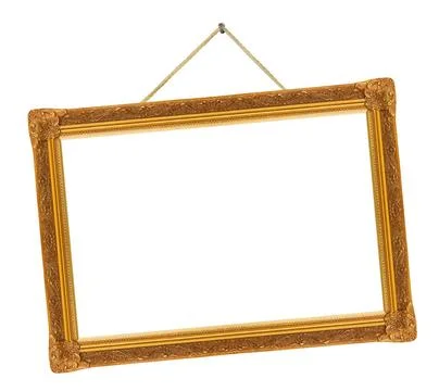 Retro frame on string isolated on white background Retro frame on string i... Stock Photos