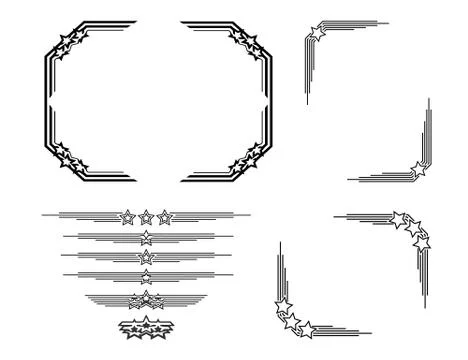 Retro frames and decor elements set with stars. Vector illustration for your  Stock Illustration