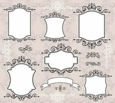 Retro frames and design elements Stock Illustration