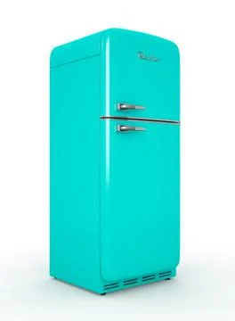 Retro fridge isolated white background 3D rendering Stock Illustration