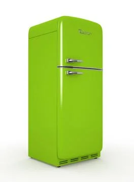 Retro fridge isolated white background 3D rendering Stock Illustration