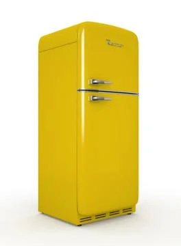 Retro fridge isolated white background 3D rendering Stock Illustration