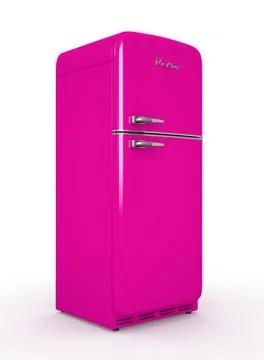 Retro fridge isolated white background 3D rendering Stock Illustration