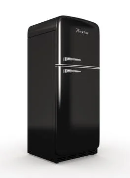 Retro fridge isolated white background 3D rendering Stock Illustration