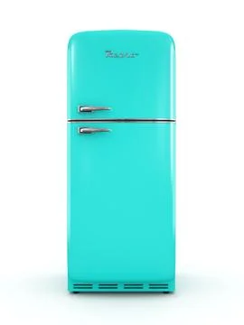 Retro fridge isolated on white background 3D rendering Stock Illustration