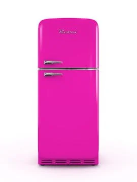 Retro fridge isolated on white background 3D rendering Illustrazione stock