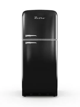 Retro fridge isolated on white background 3D rendering Stock Illustration