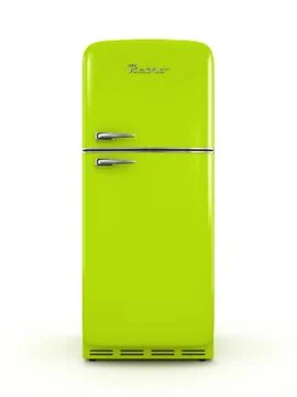Retro fridge isolated on white background 3D rendering Stock Illustration