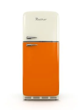 Retro fridge isolated on white background 3D rendering Stock Illustration