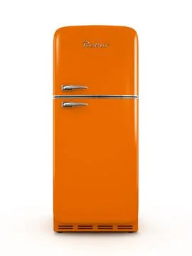 Retro fridge isolated on white background 3D rendering Stock Illustration