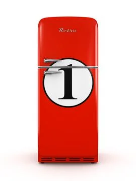 Retro fridge isolated on white background 3D rendering Stock Illustration
