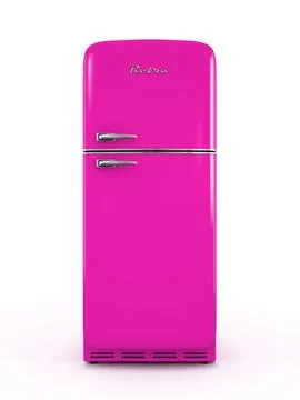 Retro fridge isolated on white background 3D rendering Stock Illustration