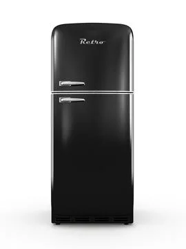 Retro fridge isolated on white background 3D rendering Stock Illustration